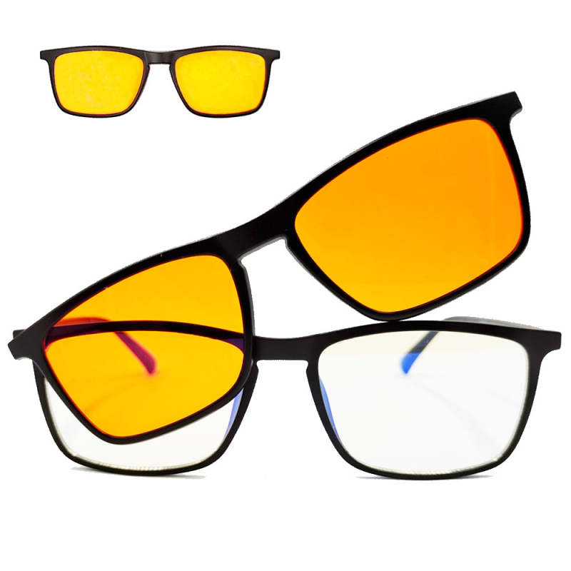 Brýle na počítač 3 v 1 proti 100% modrému světlu, čirá, žlutá a oranžová skla + zdarma obal a hadřík
