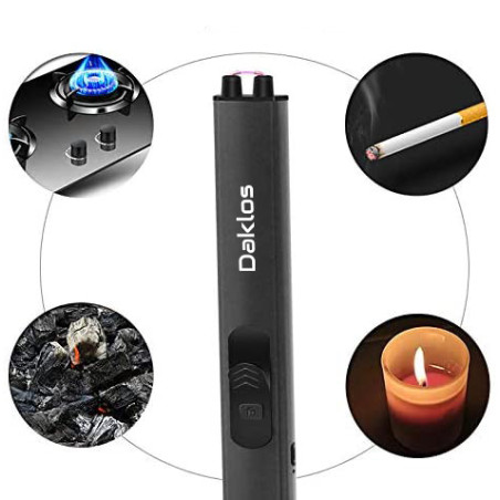 Dlouhý nabíjecí vysouvací plazmový zapalovač na svíčky a krb v dárkové krabičce - stříbrný