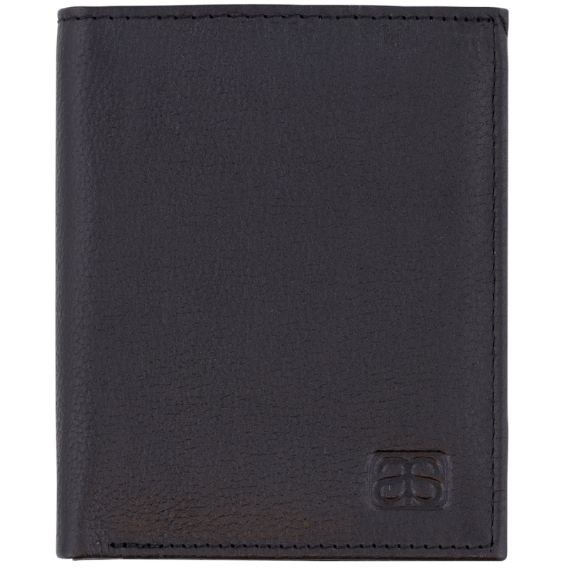 Bezpečnostní RFID kožená peněženka - pravá kůže - černá - vertikální