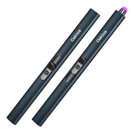 Dlouhý nabíjecí vysouvací plazmový zapalovač na svíčky a krb v dárkové krabičce - stříbrný