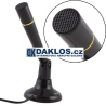 Stylový mikrofon v černé barvě se zlatým proužkem a s vysokým frekvenčním rozsahem. Pevný podstavec zajišťuje dokonalou stabilitu. Jedná se o velice citlivý mikrofon.