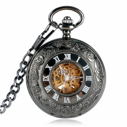Automatické kapesní hodinky s římskými číslicemi a průhledným strojkem