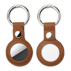 Pouzdro pro Apple AirTag  z veganské kůže na klíče nebo batoh - hnědá