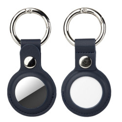 Pouzdro pro Apple AirTag  z veganské kůže na klíče nebo batoh - námořní modrá