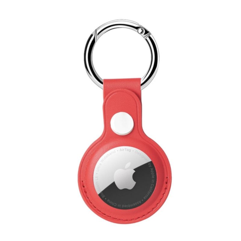 Pouzdro pro Apple AirTag ze silikonu na klíče nebo batoh - Červená