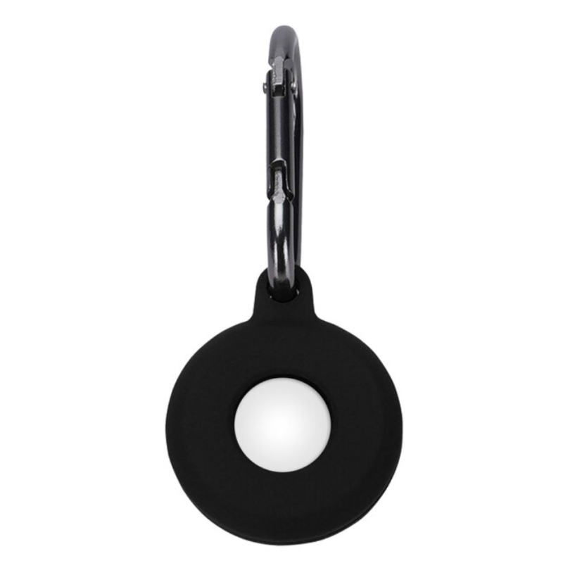 Pouzdro ze silikonu pro Apple AirTag na klíče nebo batoh s karabinou - Černá klíčenka