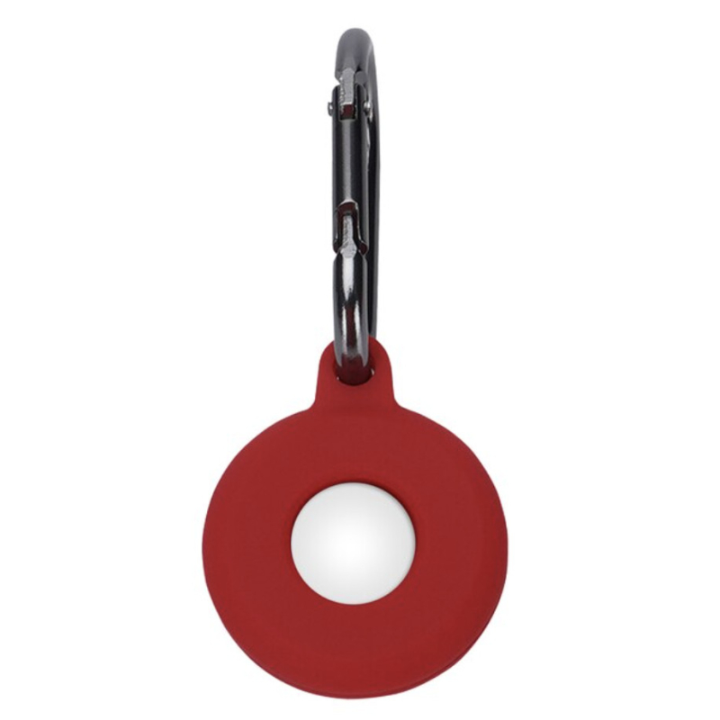 Pouzdro ze silikonu pro Apple AirTag na klíče nebo batoh s karabinou - Červená klíčenka