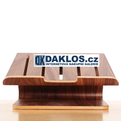 Exkluzivní dřevěný velký stolní držák / stojánek na MacBook / notebook / iPad / tablet / laptop - tmavé dřevo