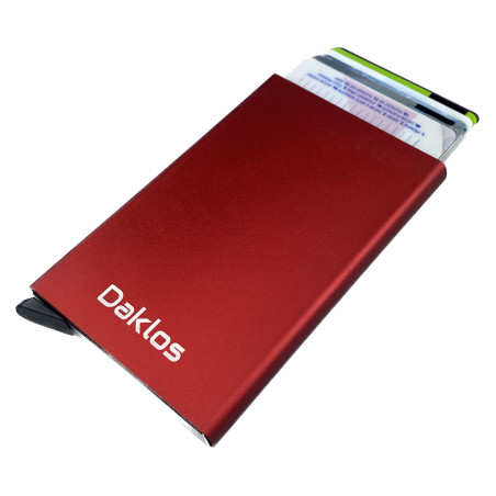 Kovové pouzdro a peněženka na karty a doklady až pro 8 karet se sponou na peníze - Červená