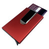 Kovové pouzdro a peněženka na karty a doklady až pro 8 karet se sponou na peníze - Červená