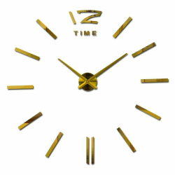 Velké nalepovací 3D nástěnné analogové hodiny - 12 - plně zlaté