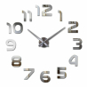Nalepovací 3D nástěnné analogové hodiny - všechny číslice - stříbrné a černé