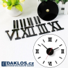 Nalepovací 3D nástěnné analogové hodiny - římské číslice - černé