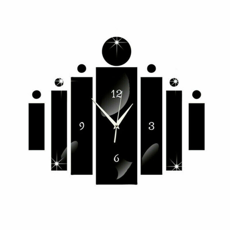 Nalepovací 3D nástěnné analogové hodiny - černé